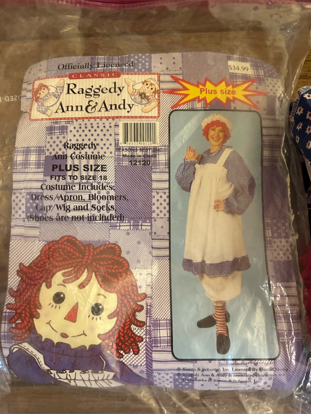 Vintage Raggedy Ann Halloween Costume, plus size